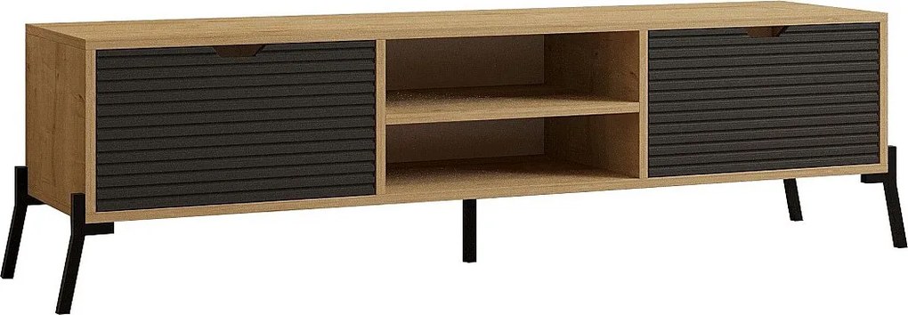Stolik pod TV – 160 cm – Dąb szafirowy i antracyt – Melamina
