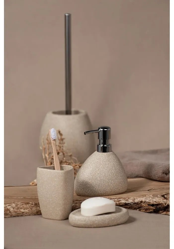 Beżowy ceramiczny kubek na szczoteczki do zębów Wenko Pion