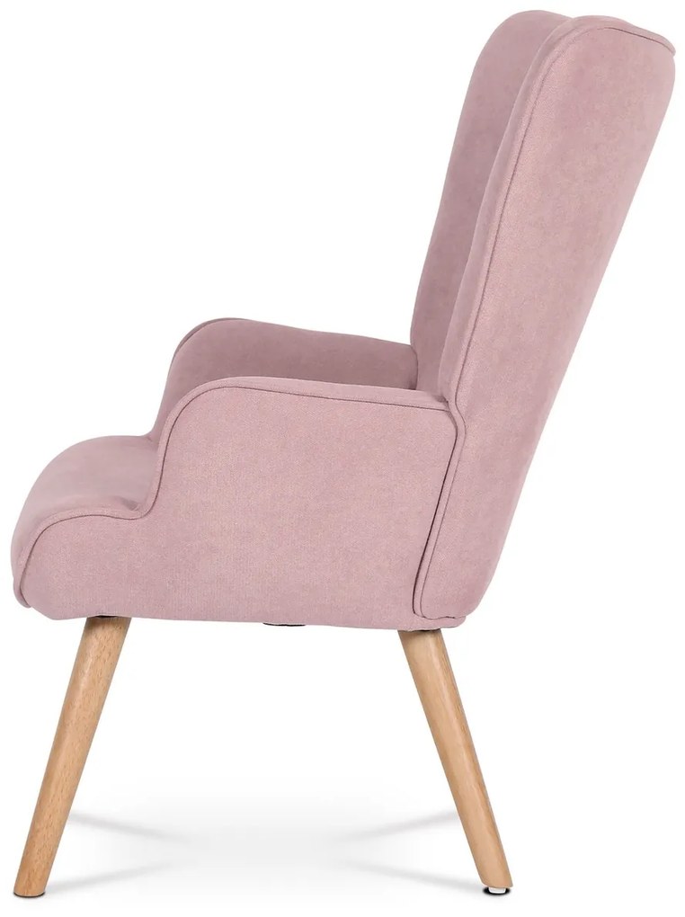 Fotel z podnóżkiem PINK2, różowy