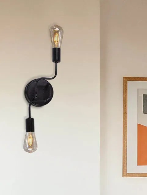 Czarny loftowy kinkiet z widocznymi żarówkami M3-E41