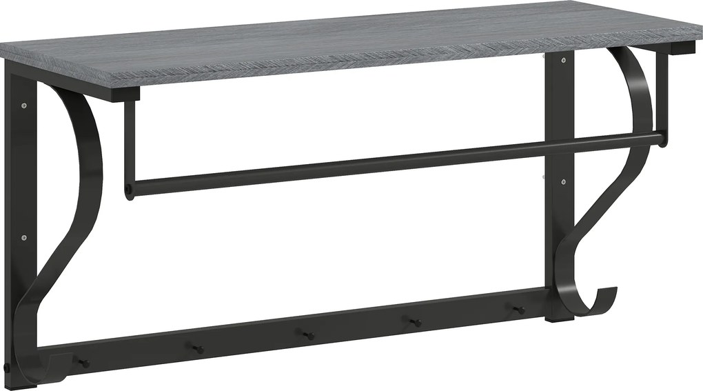 HOMCOM Wieszakiem Ściennym, Haczyki na Ubrania, 5 Haczykóww, Górna Półka, Wszechstronny, Szary