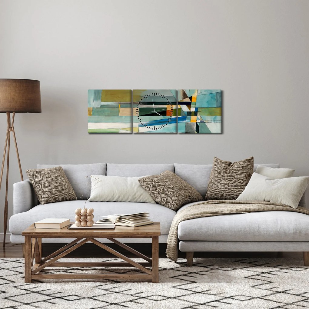 Obraz - Abstrakcja (z zegarem) (90x30 cm)