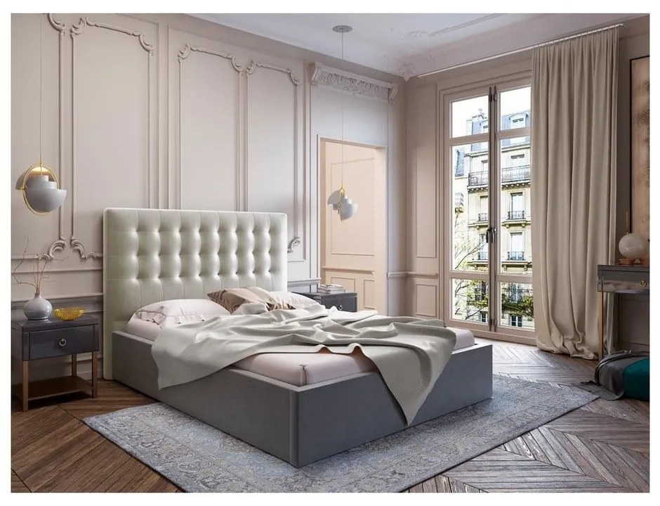 Beżowy zagłówek z aksamitnym obiciem Windsor & Co Sofas Athena, 200x120 cm