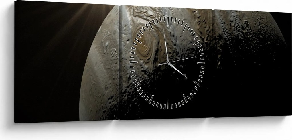 Obraz planety w kosmosie (z zegarem) (90x30 cm)