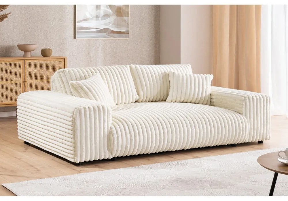 Kremowa sztruksowa sofa 213 cm Justin – Ropez