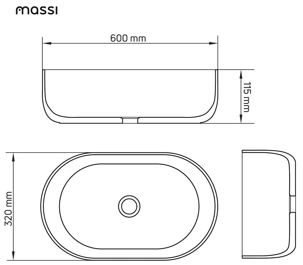 Umywalka betonowa nablatowa owalna bez otworu 60 x 32 cm FORMO | różne kolory : Kolor - Oliwkowy