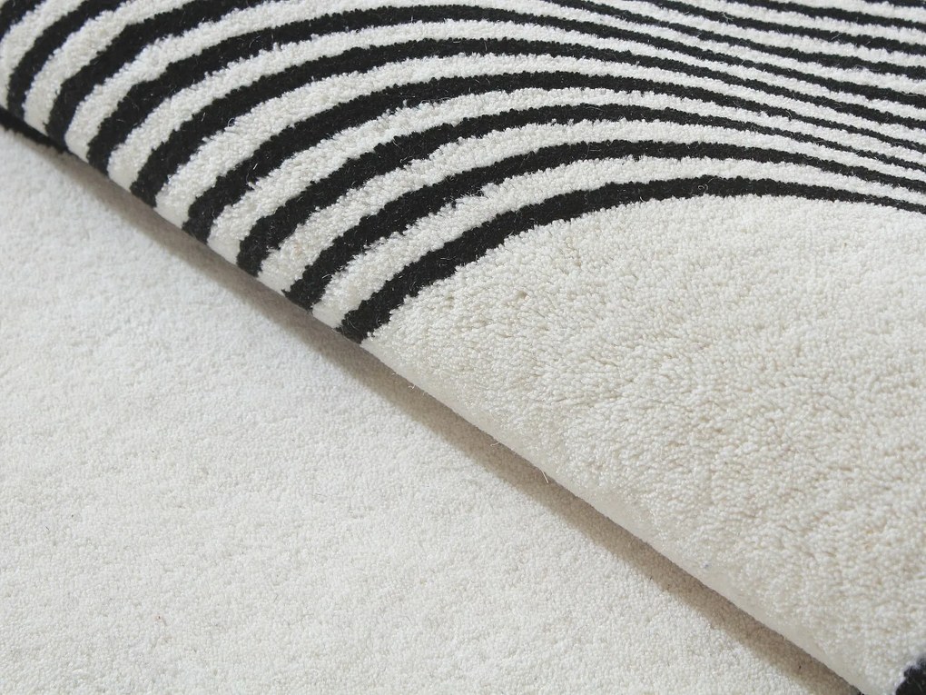Dywan tuftowany 100% wełna - 160 x 230 cm - Biały i czarny - 2300g/m² - NOCENO