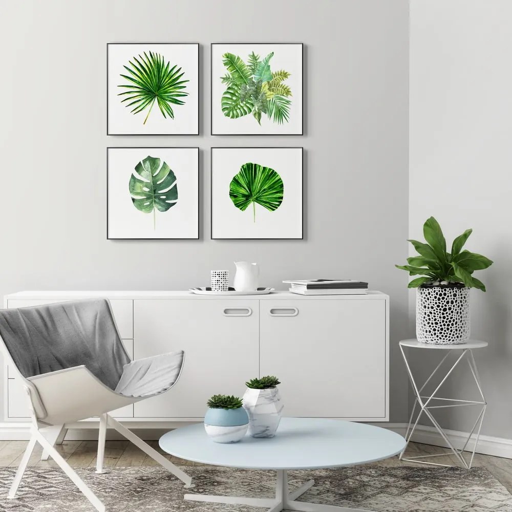 Obrazy zestaw 4 szt. 30x30 cm Monstera