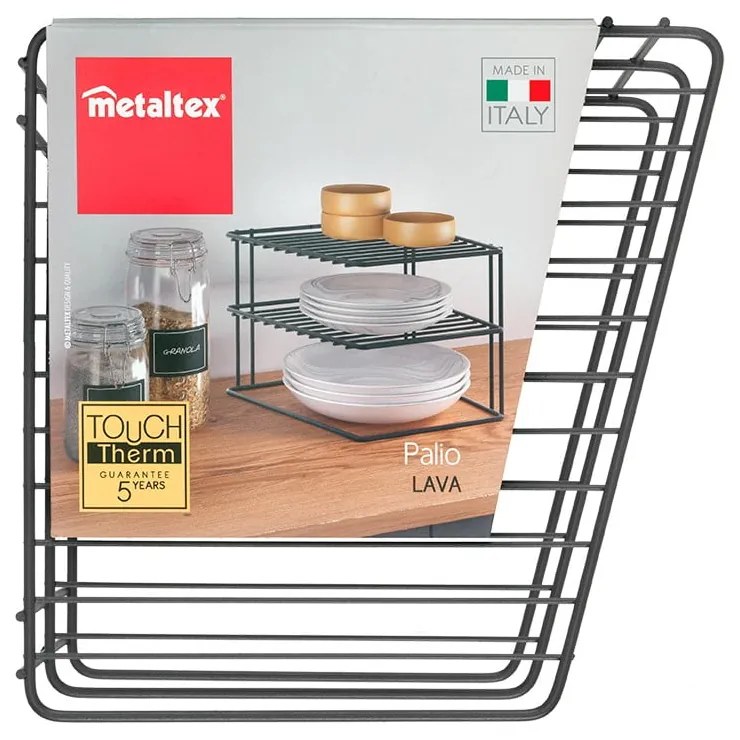 Czarna dodatkowa półka ze stali nierdzewnej 25x25 cm Palio – Metaltex