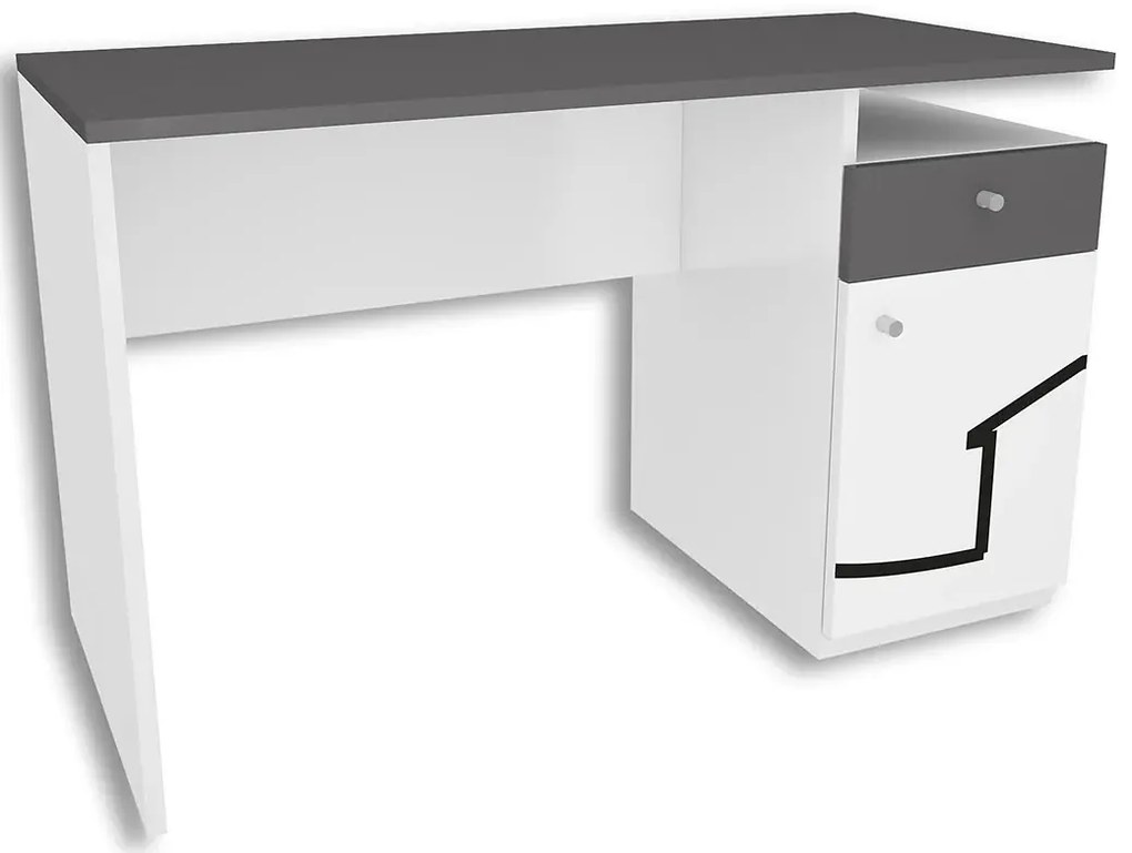 Biało-grafitowe biurko młodzieżowe M0-F70