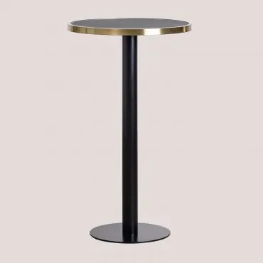 Wysoki, Okrągły Stolik Barowy Ø60 Cm Z Gresu Amaretto Czarna - Sklum