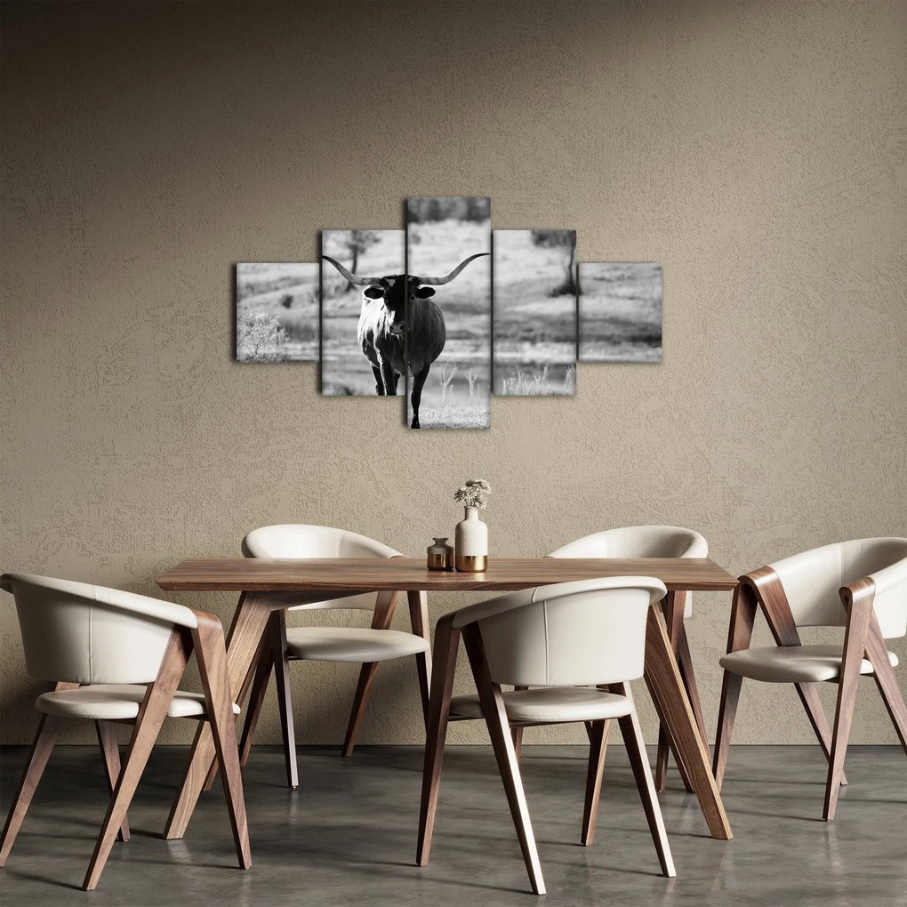 Obraz - Krowa, czarno - biała (125x70 cm)