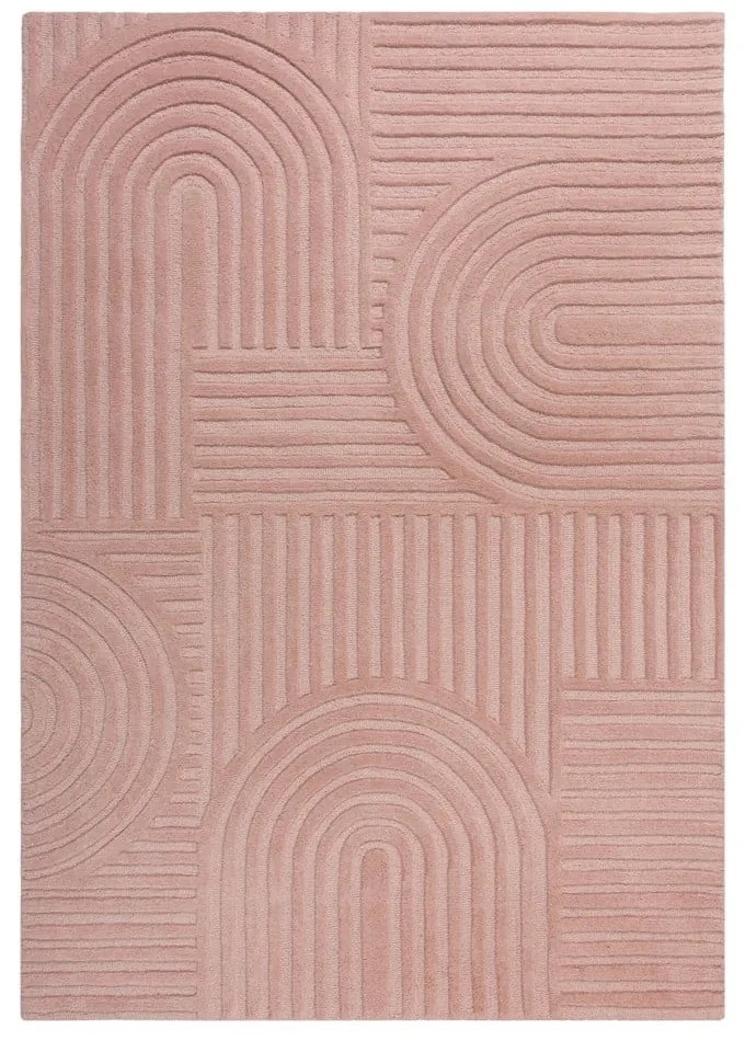 Różowy dywan wełniany Flair Rugs Zen Garden, 120x170 cm