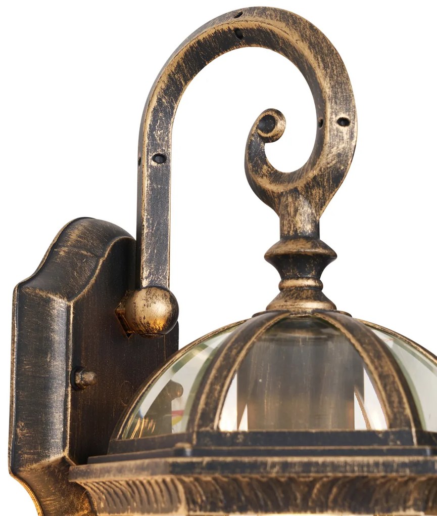 Klasyczna zewnętrzna lampa ścienna antyczne złoto IP44 - Glasgow