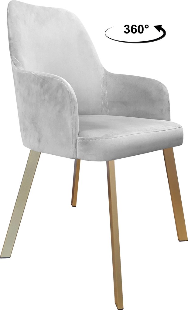 Krzesło WESTA tkanina Welur noga metalowa elegancki styl loftowy : Kolor nogi - Złota profil, Kolor tkaniny - VELVET - MG39, Typ siedziska - Siedzisko obrotowe 360°