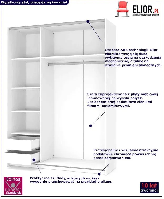 Szafa przesuwna Kaloe S1 - biały połysk