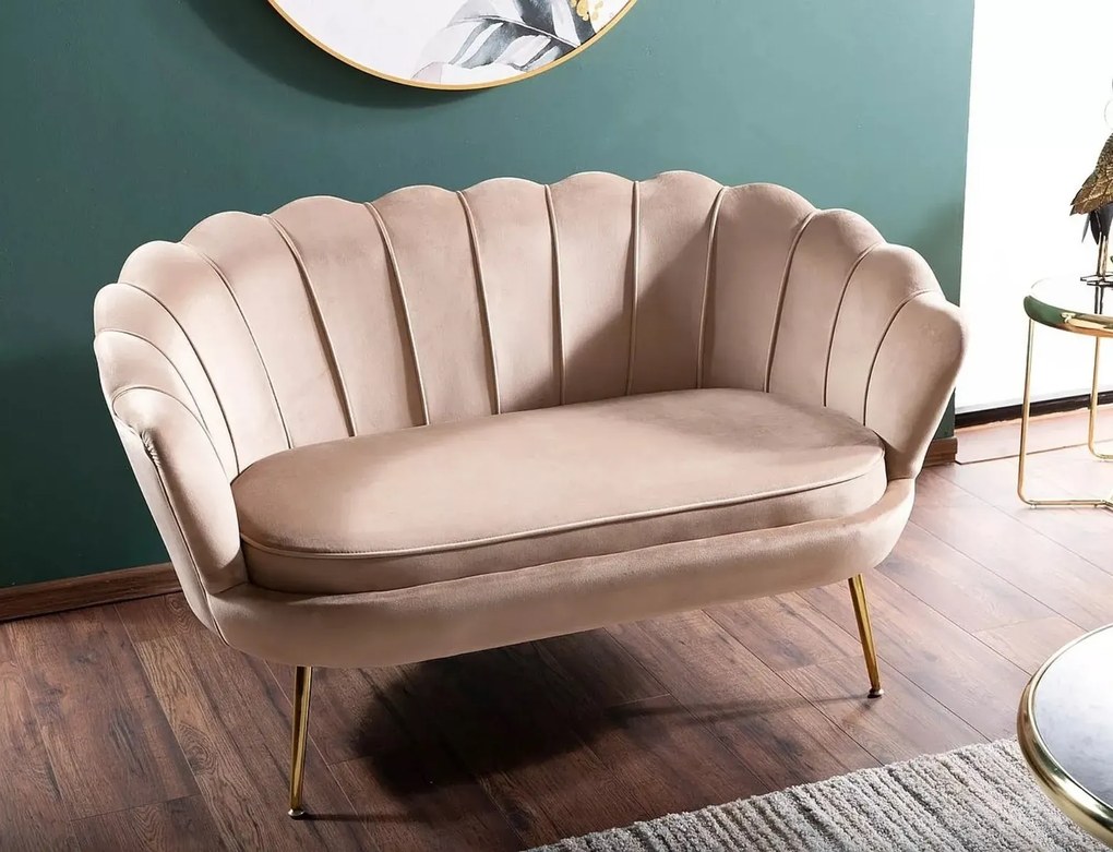 SOFA CAMELLIA 2 VELVET BEŻOWY BLUVEL 28/ZŁOTY SIGNAL