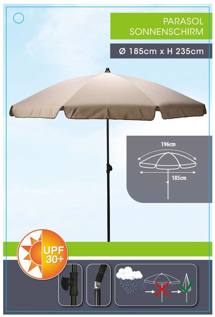 Parasol ogrodowy, Ø 185 cm