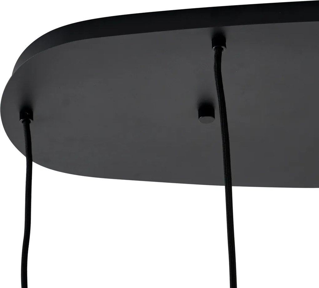 Nowoczesna lampa wisząca czarna z przydymionym szkłem 5-punktowa - Sheena