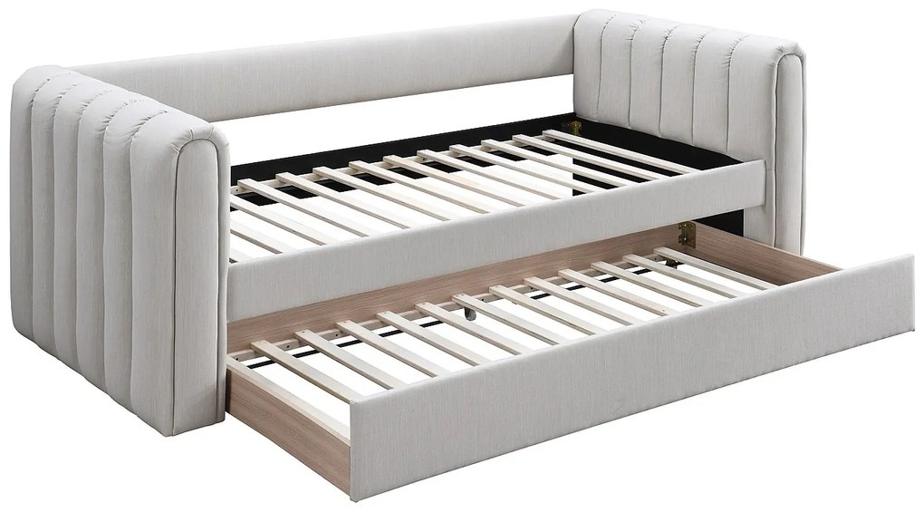 Łóżko wysuwane 90 x 190 cm - Tkanina - Beżowy - SAHONA