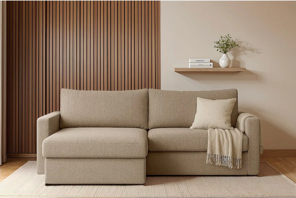 Uniwersalny narożnik Faro Mini z funkcją spania, do salonu, Faro, beż