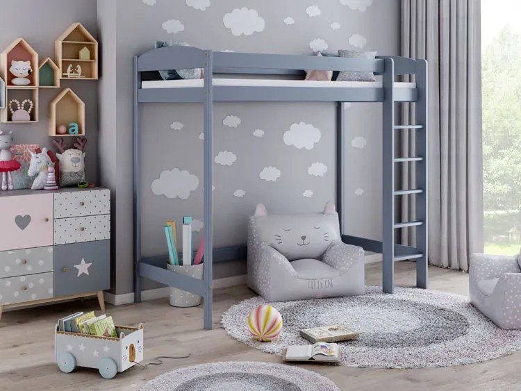 Szare piętrowe łóżko pojedyncze K7-T33
