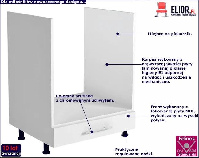 Szafka kuchenna pod piekarnik Vokres 12X - biały połysk