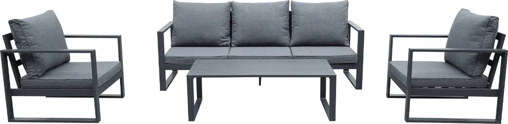 Zestaw mebli ogrodowych antracyt tarasowy 4 el. aluminiowych sofa, kanapa