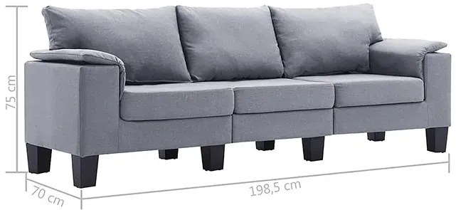 Trzyosobowa ekskluzywna jasnoszara sofa - Ekilore 3Q