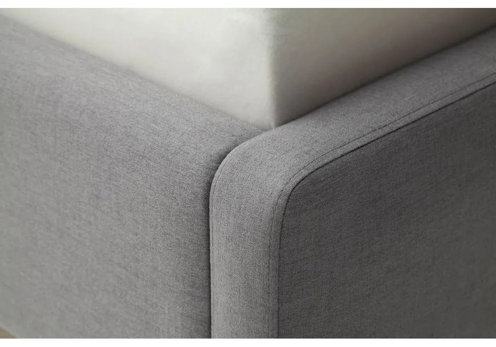 Szare tapicerowane łóżko dwuosobowe ze schowkiem ze stelażem 140x200 cm Mattis – Meise Möbel