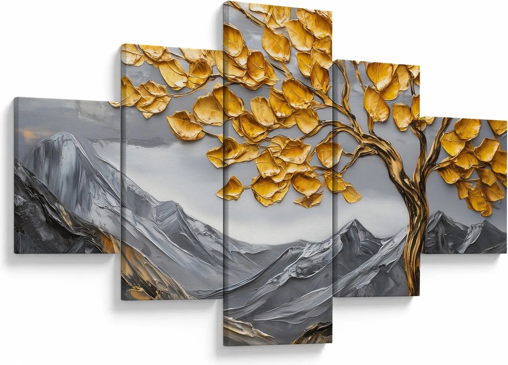 Obraz – Drzewo ze złotymi liśćmi (125x70 cm)