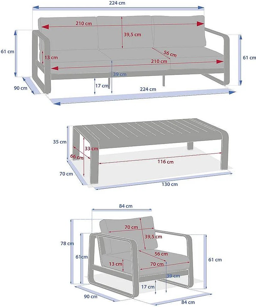Zestaw aluminiowy ISABELLA dla 5 osób (kawiarniany)