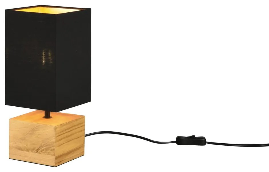 Czarno-naturalna lampa stołowa z tekstylnym kloszem (wysokość 30 cm) Woody – Trio