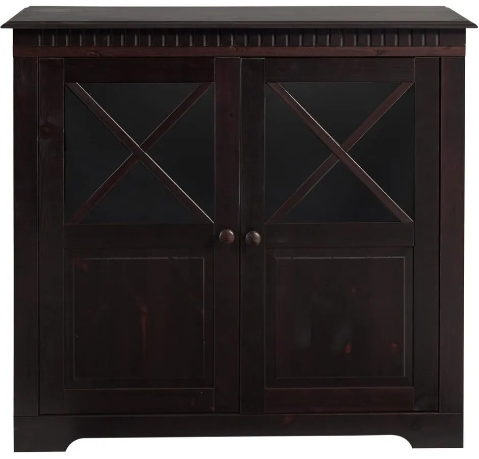 Ciemnobrązowa witryna z litego drewna sosnowego 95x35 cm Lisa – Støraa