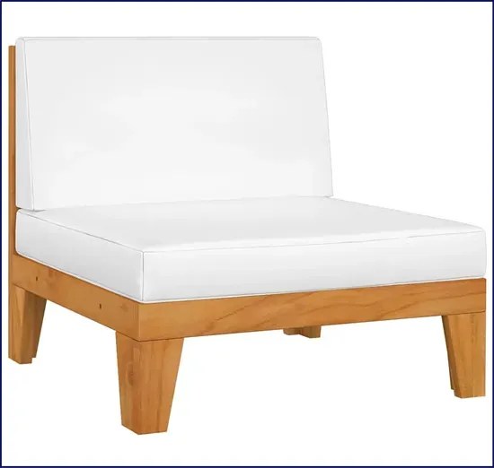 Drewniany fotel ogrodowy z kremowymi poduszkami W1-D85