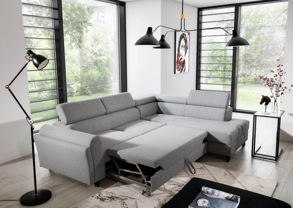 Narożnik z funkcją spania KAIROS VELVET granatowy prawy ELTAP