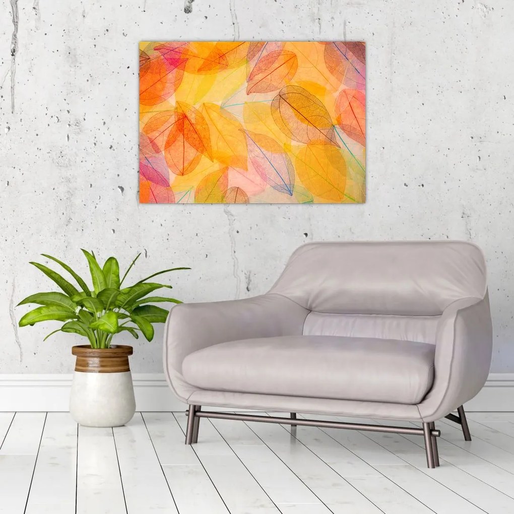 Obraz na szkle - Tło z jesiennych liści (70x50 cm)