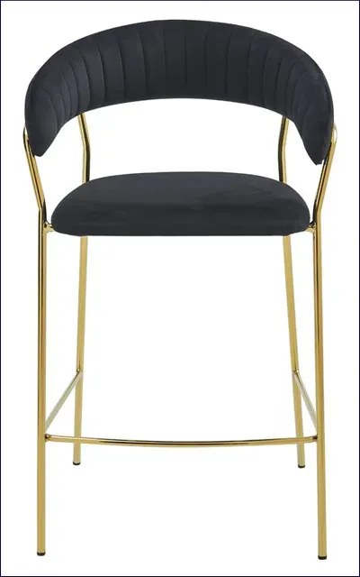 Czarny welurowy hoker glamour z oparciem K6-A86