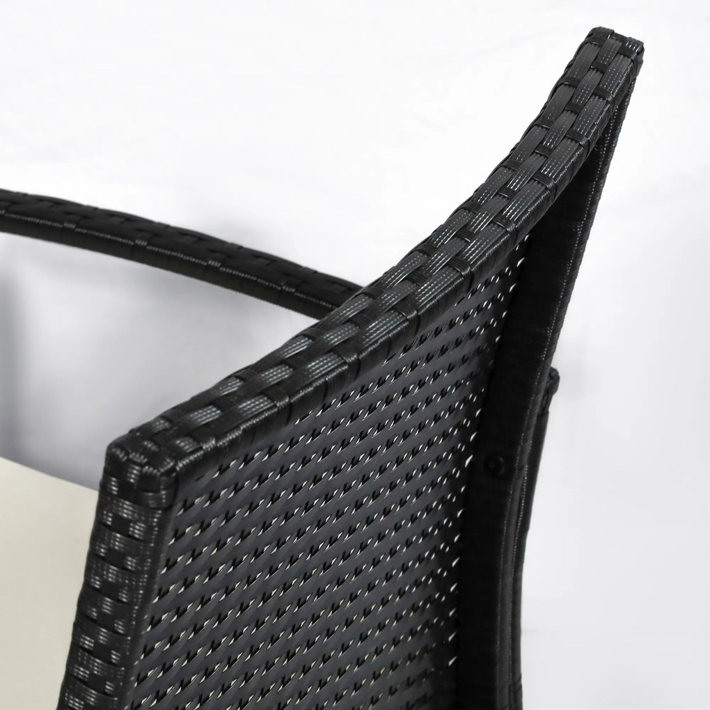 Outsunny komplet wypoczynkowy z technorattanu 7 elementów z poduszkami kolor czarny