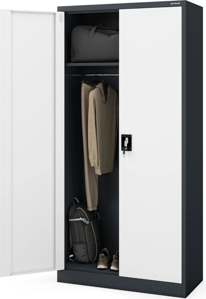 Socjalna szafa ubraniowa Dawid 90x45x185 cm, antracyt/biały
