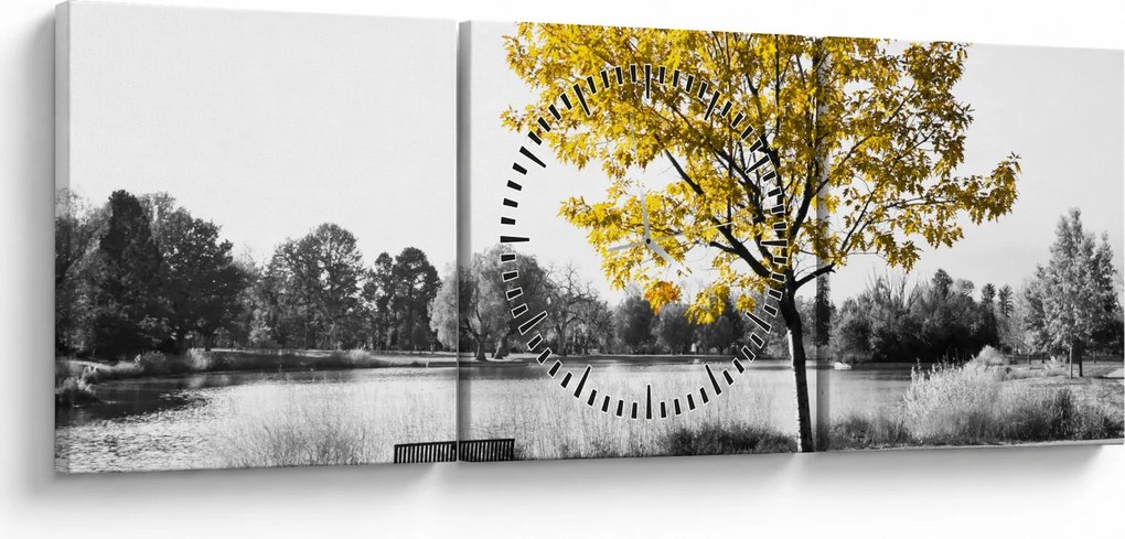 Obraz - Odpoczynek w parku (z zegarem) (90x30 cm)