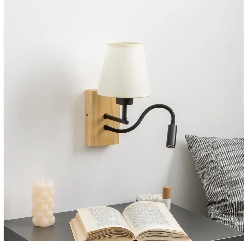 Brilagi - LED Kinkiet NUBILA WOOD 1xE27/25W/230V + LED/3W dąb/kremowy