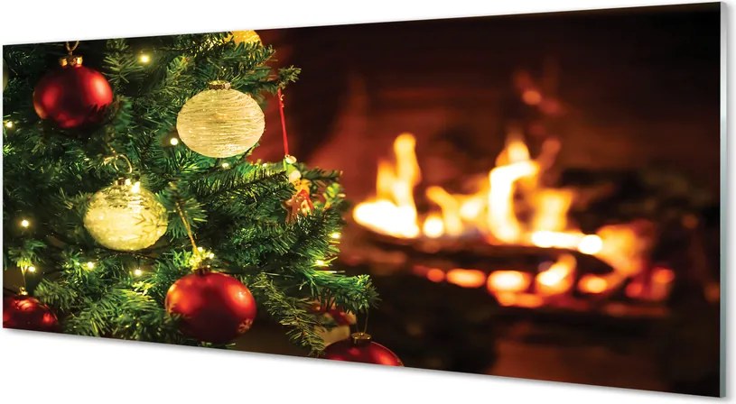 Szklany Panel Bombki nad Kominkiem