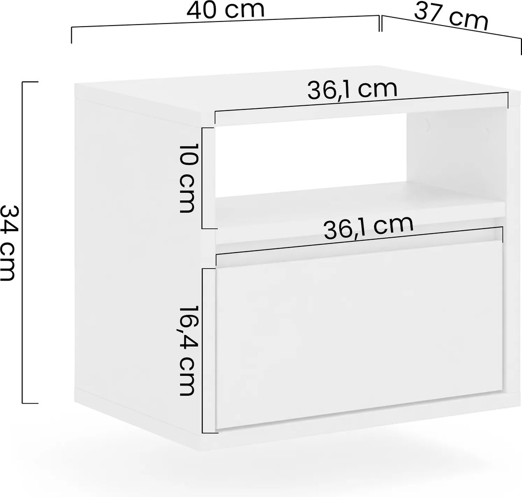 Szafka nocna Zolia 40 cm z szufladą wisząca - orzech elegant