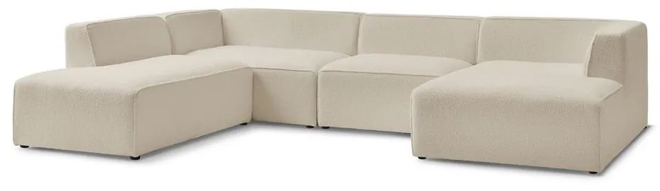 Beżowy narożnik modułowy z materiału bouclé (lewostronny/w kształcie litery U) Megeve – Bobochic Paris