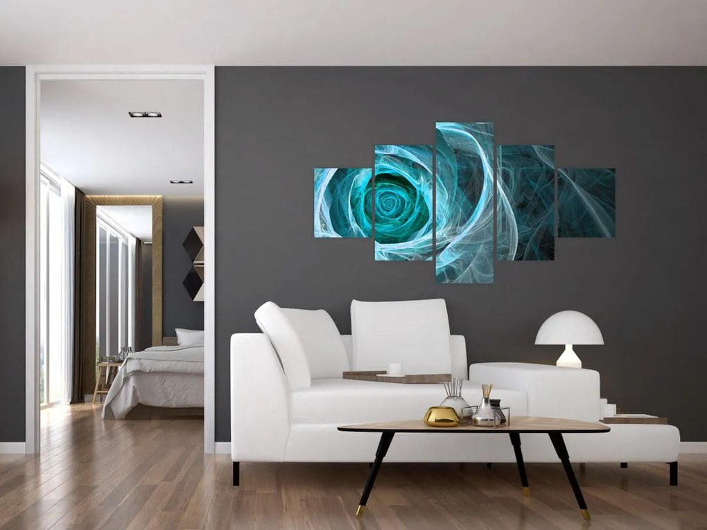 Obraz - Abstrakcyjny różowy niebieski z czarnym tłem (125x70 cm)