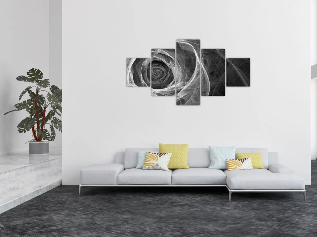 Obraz - Abstrakcyjna róża czarno-biała (125x70 cm)