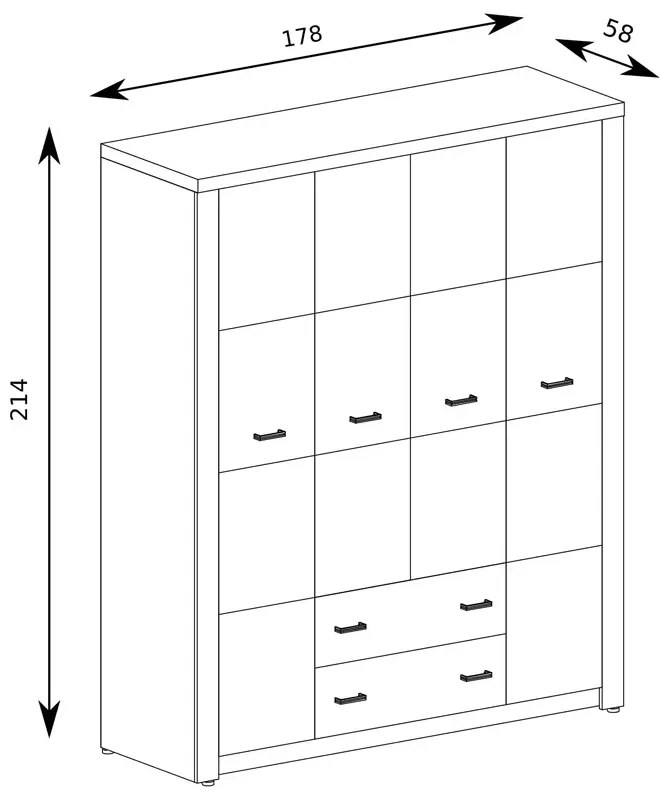 Szafa czterodrzwiowa kraft biały B0-E72