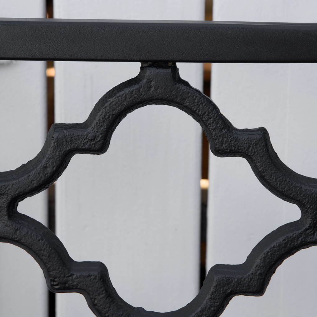 Outsunny Metalowa Ławka Ogrodowa 2-osobowa Czarna Stylowa z Oparciem i Podłokietnikami 128x585x89cm | Aosom PL