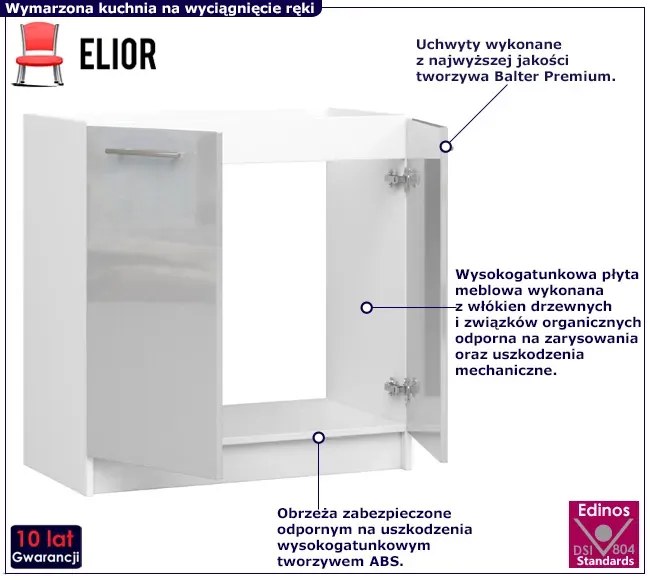 Szara szafka kuchenna pod zlew - Poli 15X